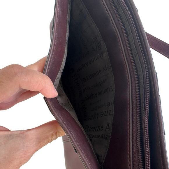 Vintage Etienne Aigner Burgundy Leather Shoulder Bag –  Minimalist Chic - Picture 10 of 16